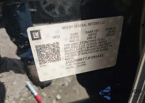 2018 Chevrolet Malibu 1Ls from USA, damaged, VIN 1G1ZB5ST7JF291433